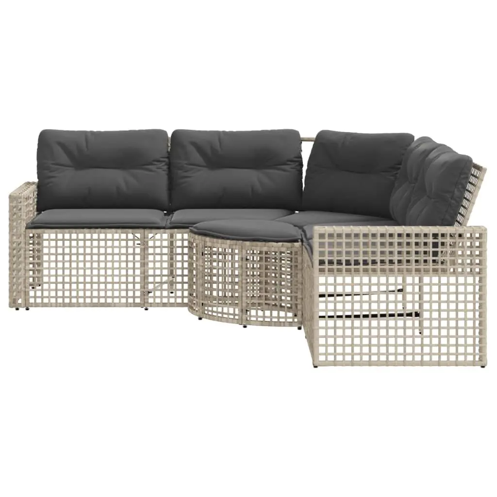 L-Shaped Garden Sofa with Cushions & Footstool