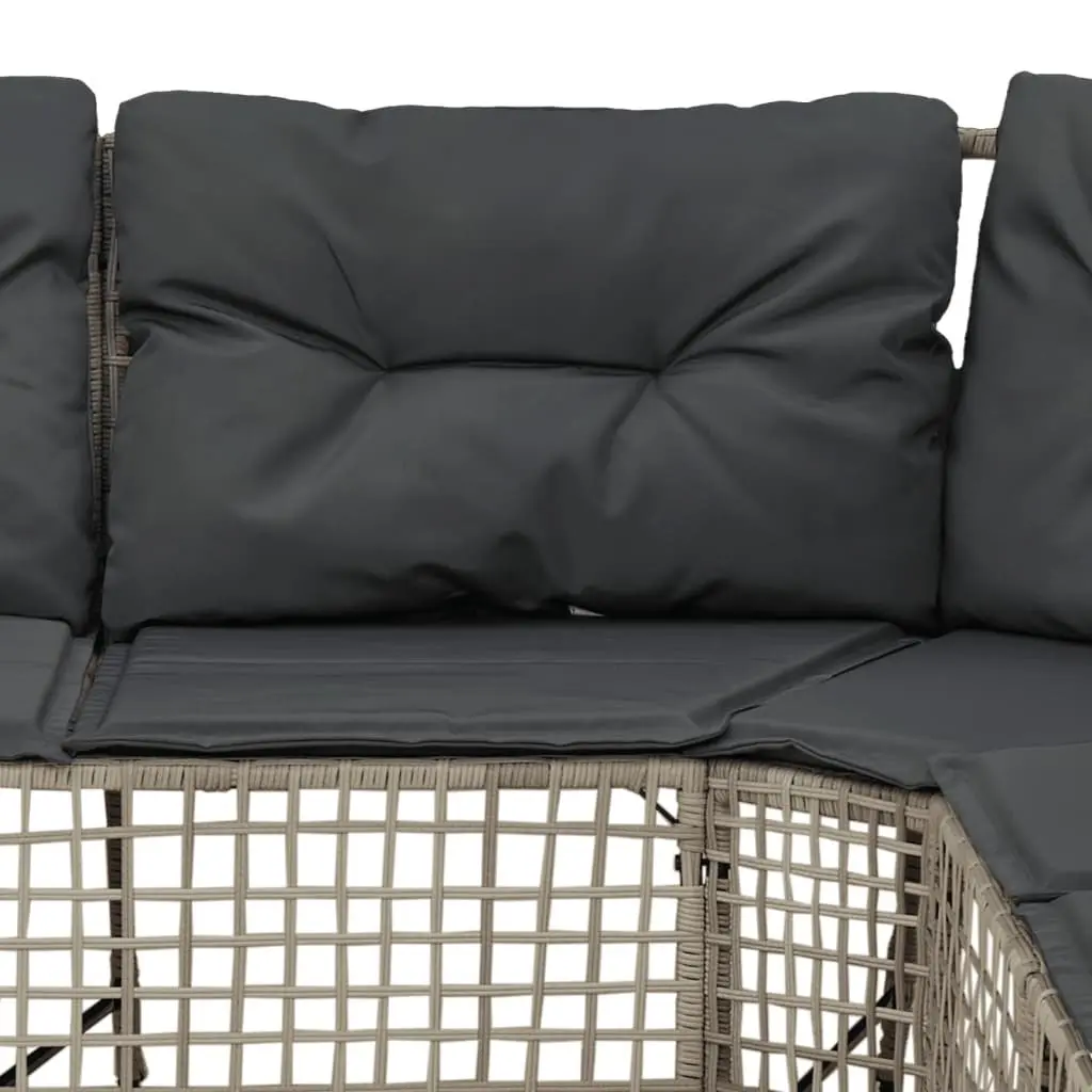L-Shaped Garden Sofa with Cushions & Footstool