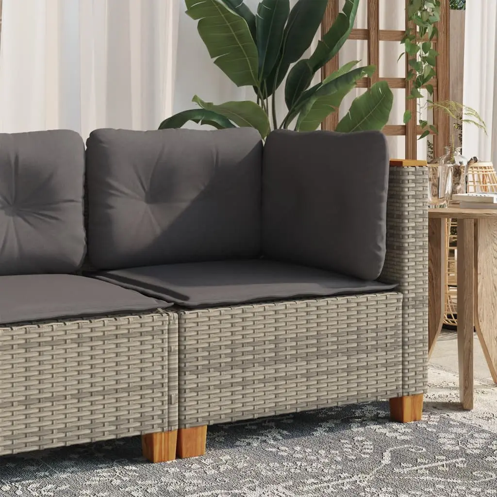 Grey Poly Rattan Outdoor Corner Sofa with Cushions