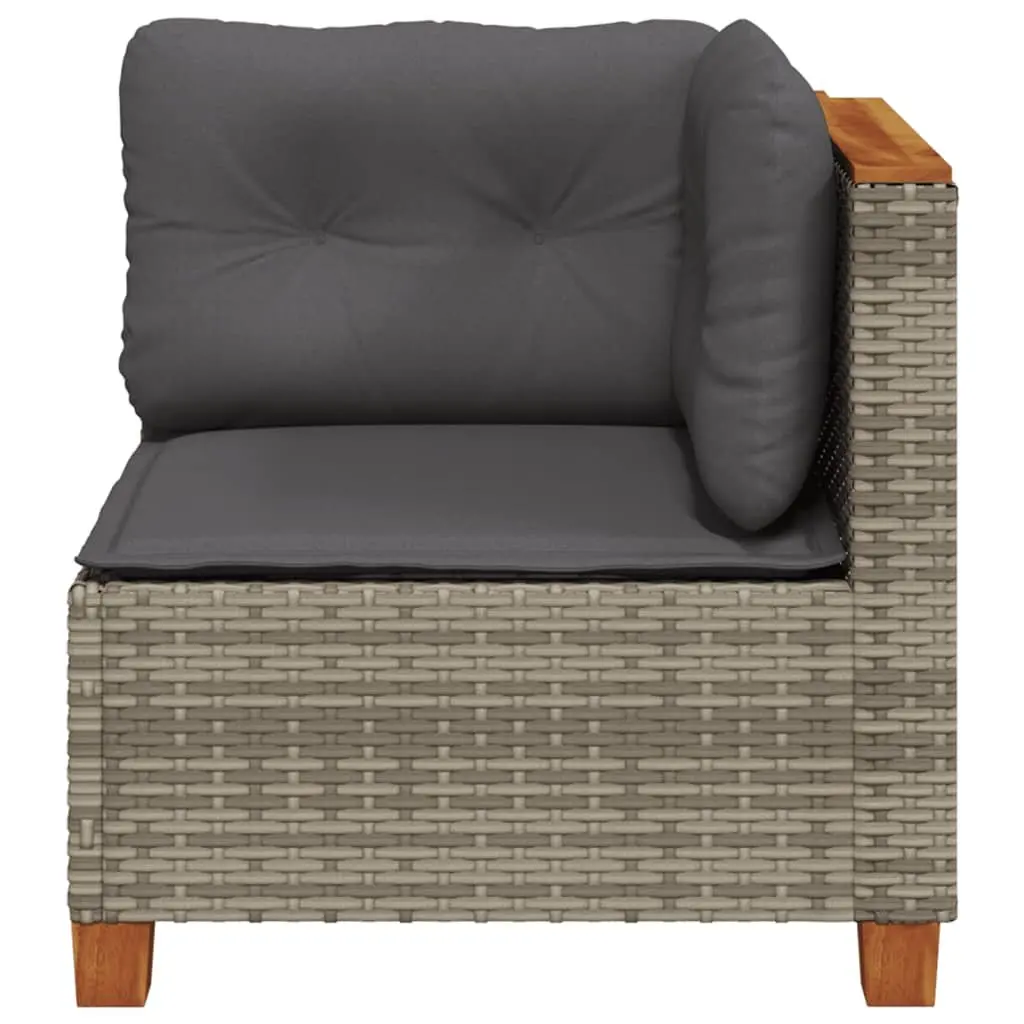 Grey Poly Rattan Outdoor Corner Sofa with Cushions