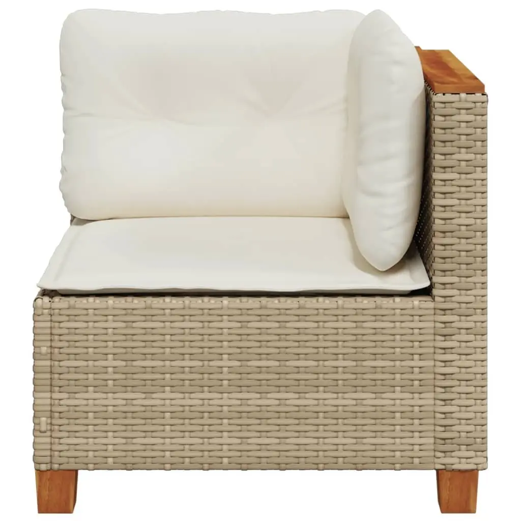 Beige PE Rattan Outdoor Corner Sofa with Cushions