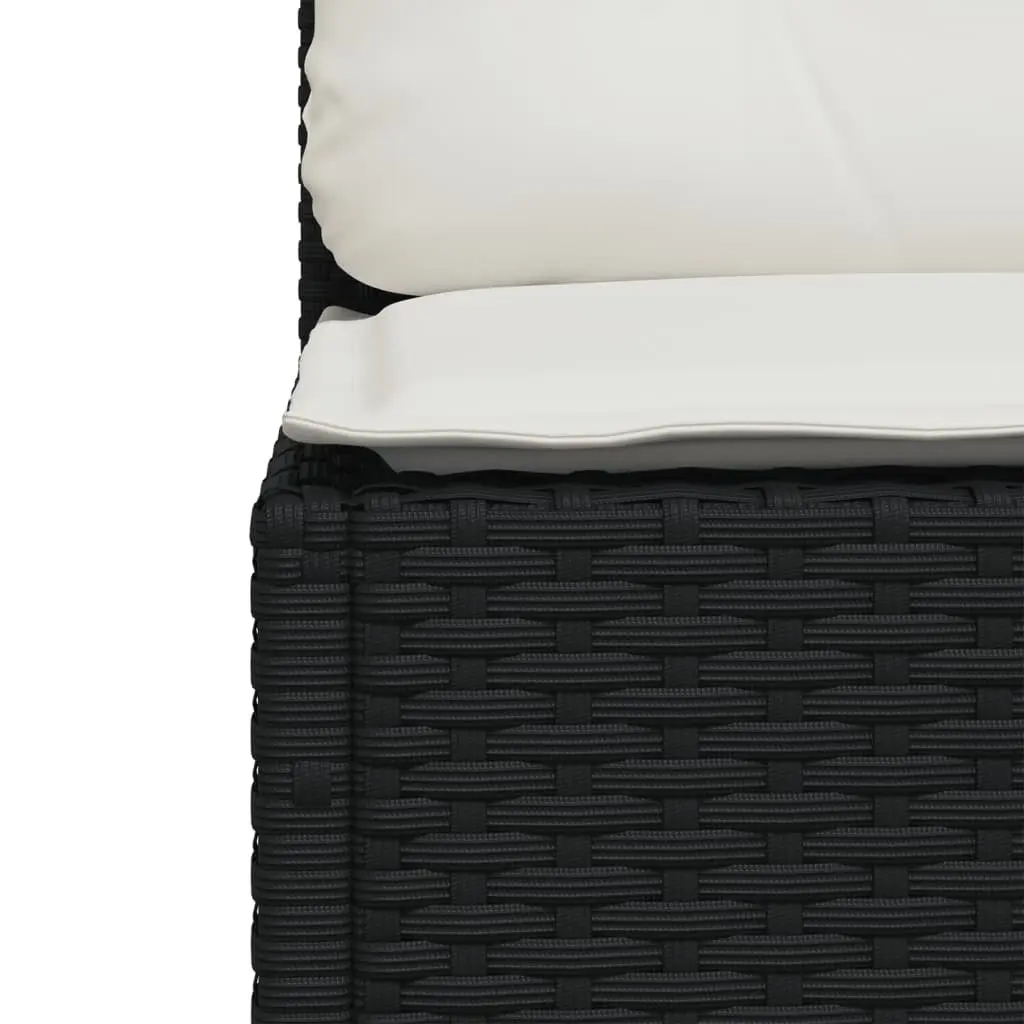 Black Poly Rattan Armless Garden Sofa with Cushions