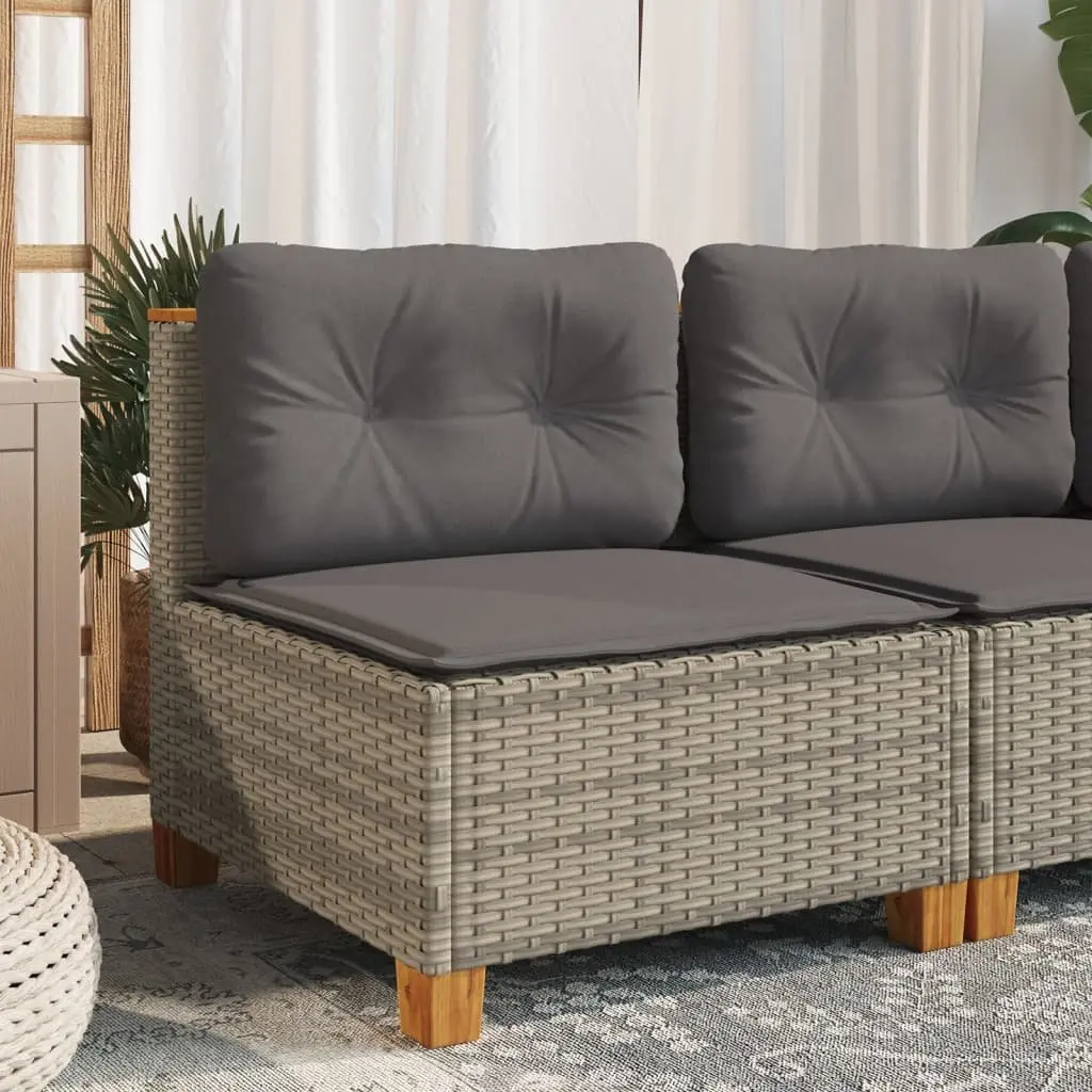 Armless Outdoor Garden Sofa with Grey Poly Rattan