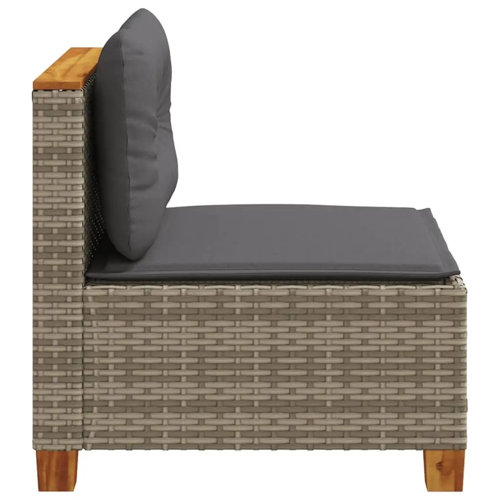 Armless Outdoor Garden Sofa with Grey Poly Rattan