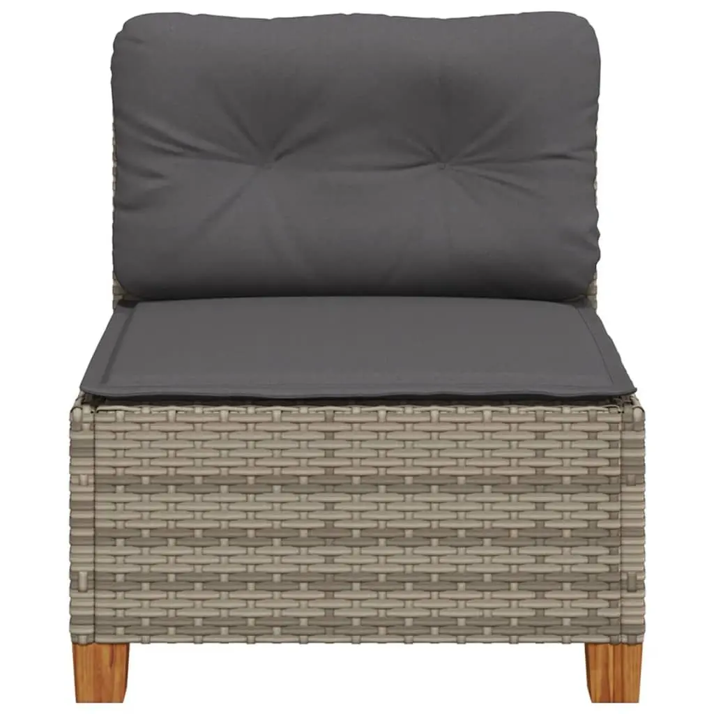 Armless Outdoor Garden Sofa with Grey Poly Rattan