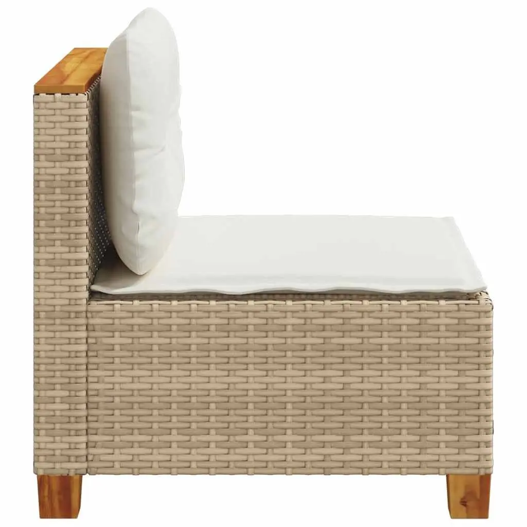 Beige Armless Outdoor Lounge Sofa with Cushions