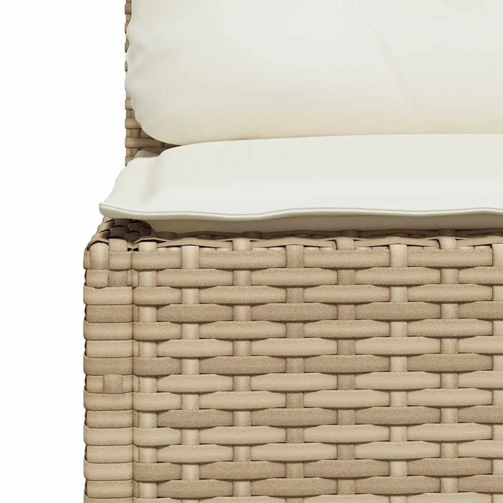Beige Armless Outdoor Lounge Sofa with Cushions