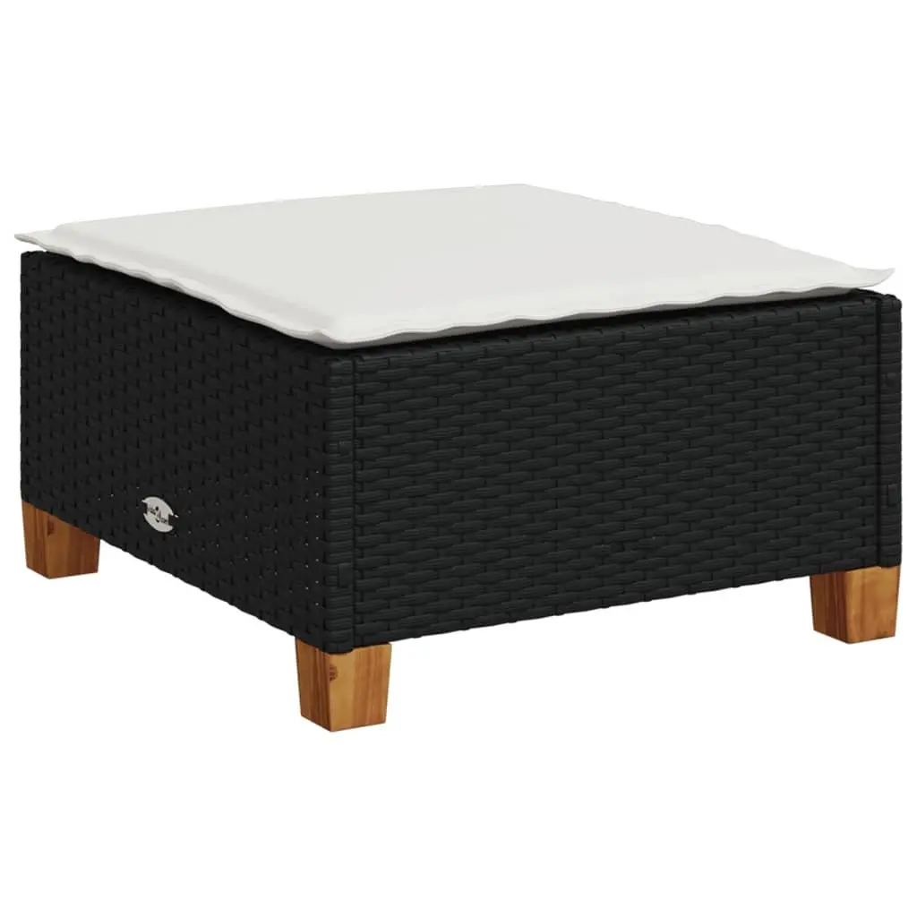 Black Garden Stool with Cushion for Outdoor Use