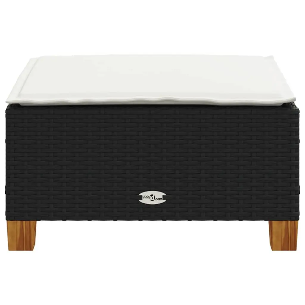 Black Garden Stool with Cushion for Outdoor Use