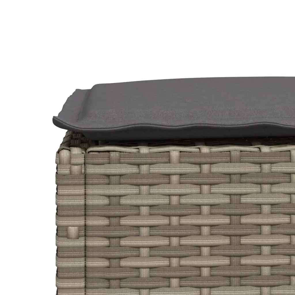 Grey Poly Rattan Garden Stool with Cushion