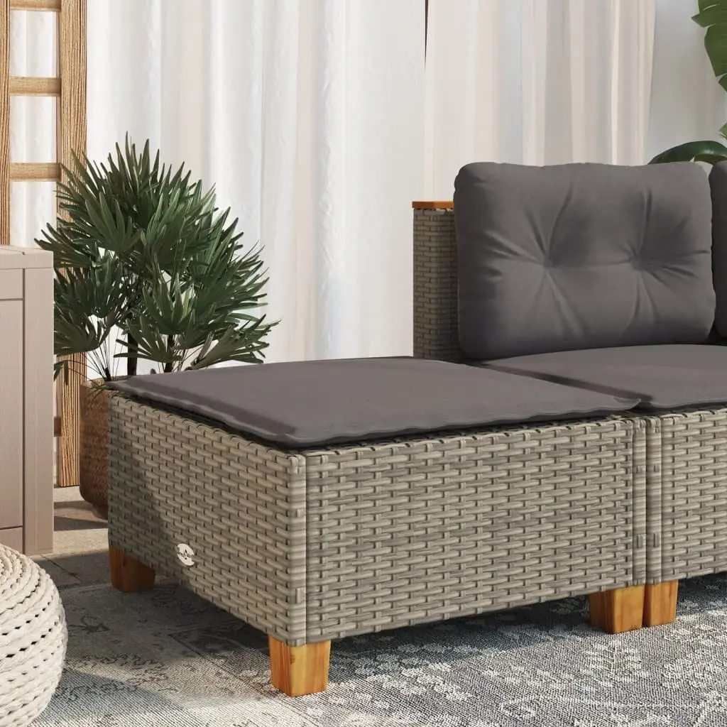 Grey Poly Rattan Garden Stool with Cushion