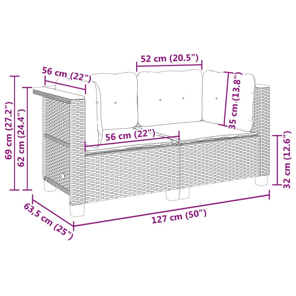 Outdoor Corner Sofa Set in Black