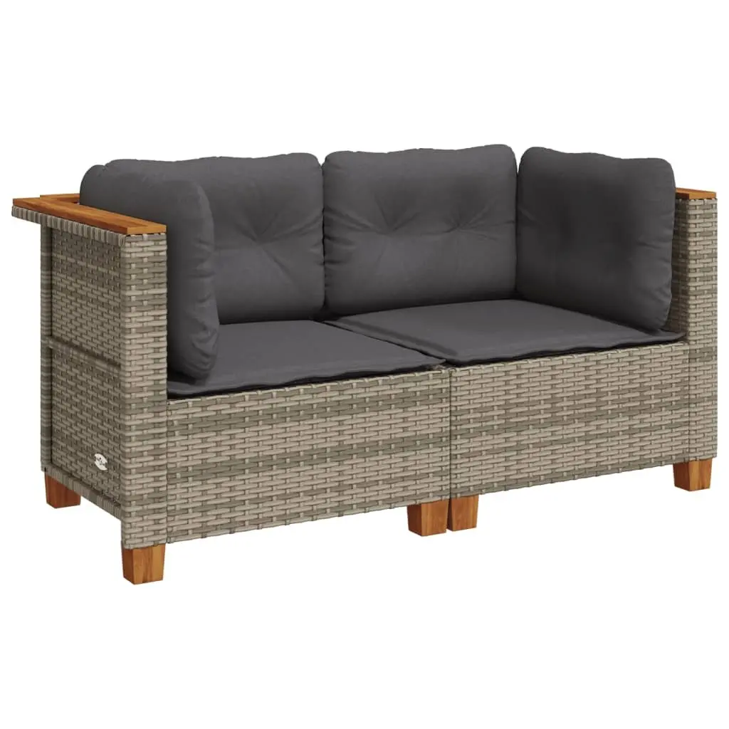 Grey Poly Rattan Corner Sofas with Cushions