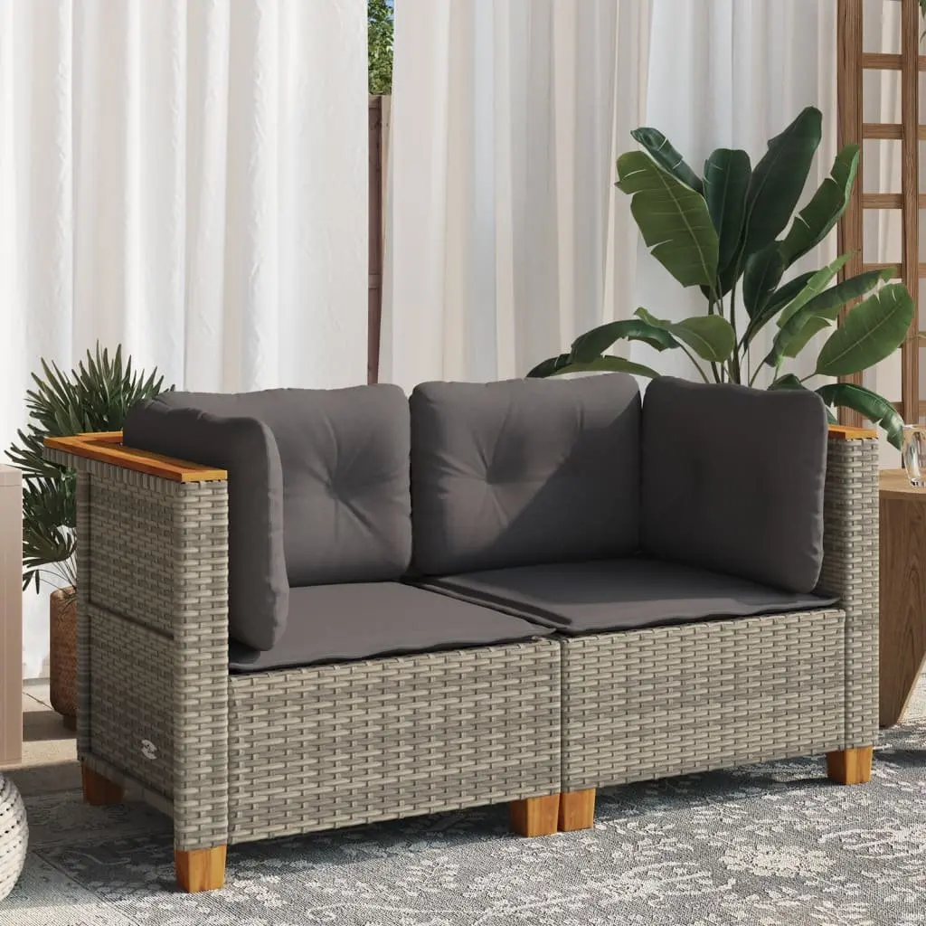 Grey Poly Rattan Corner Sofas with Cushions