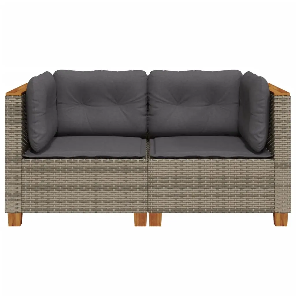 Grey Poly Rattan Corner Sofas with Cushions