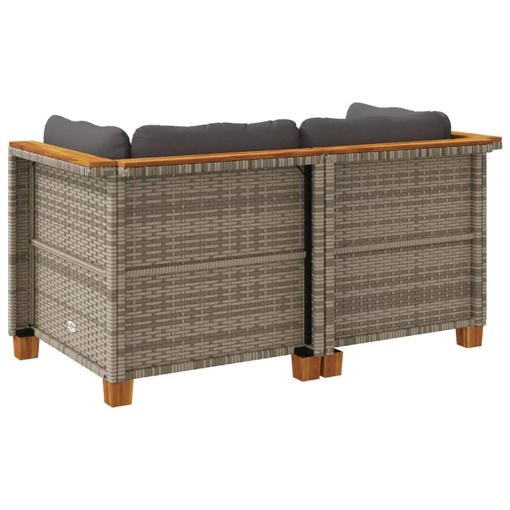 Grey Poly Rattan Corner Sofas with Cushions