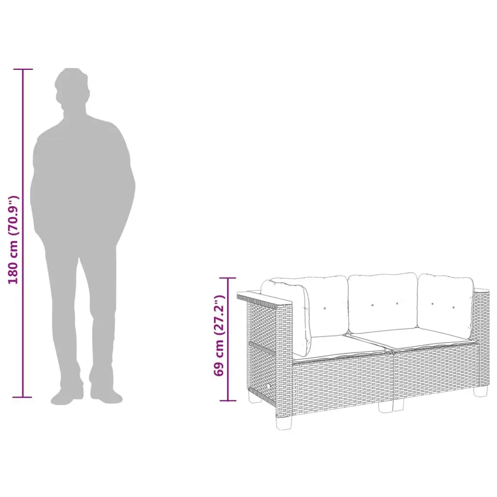 Grey Poly Rattan Corner Sofas with Cushions