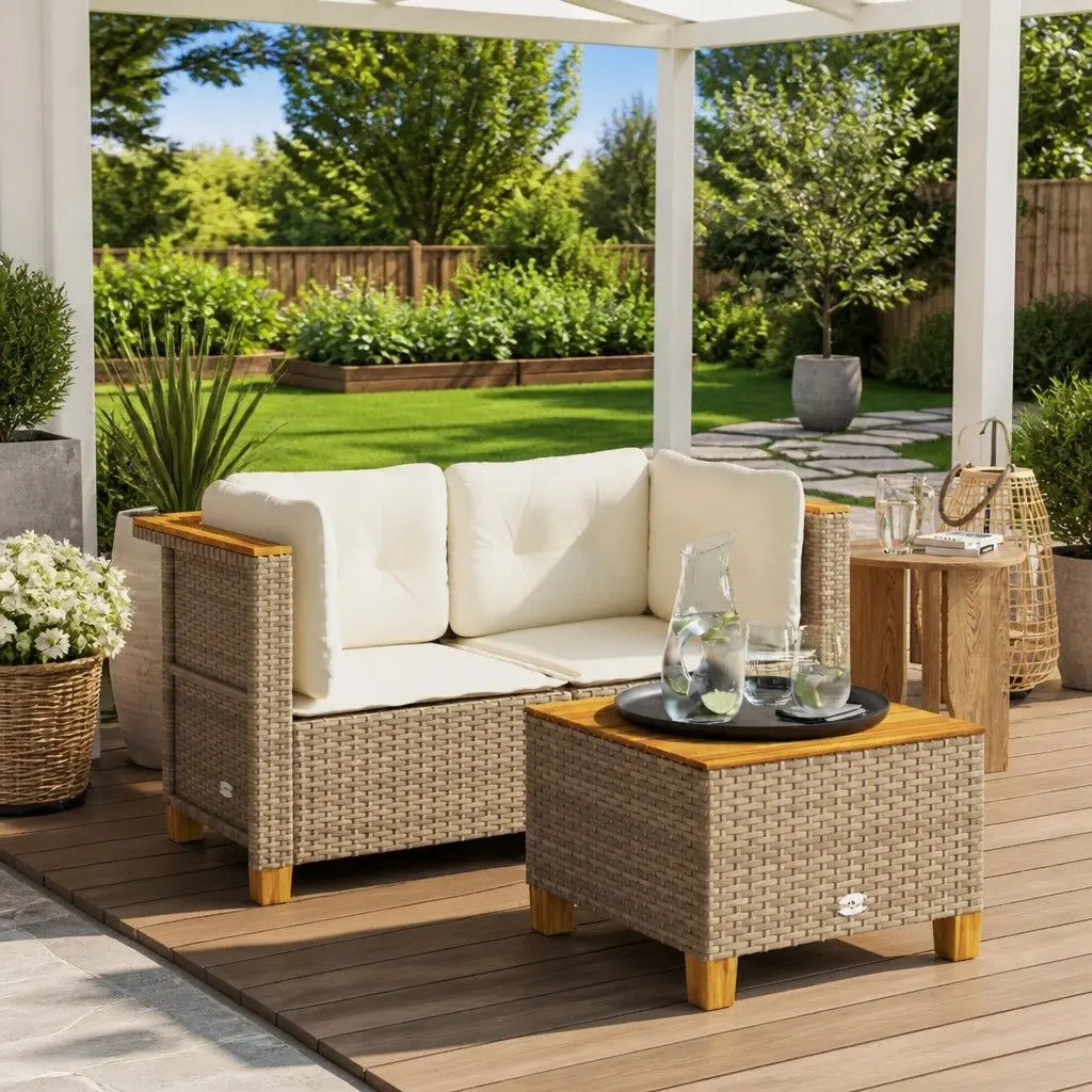 2-Piece Outdoor Garden Sofa Corner Set
