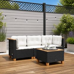 Durable 3-Seater Garden Sofa with Cushions in Black