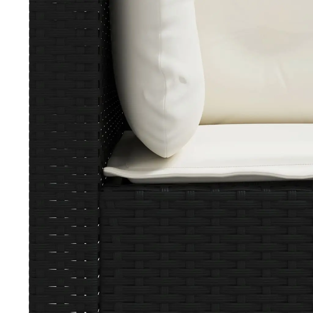 3-Seater Garden Sofa with Cushions in Black