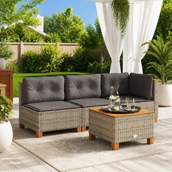 Sturdy 3-Seater Garden Sofa with Cushions Grey Poly Rattan