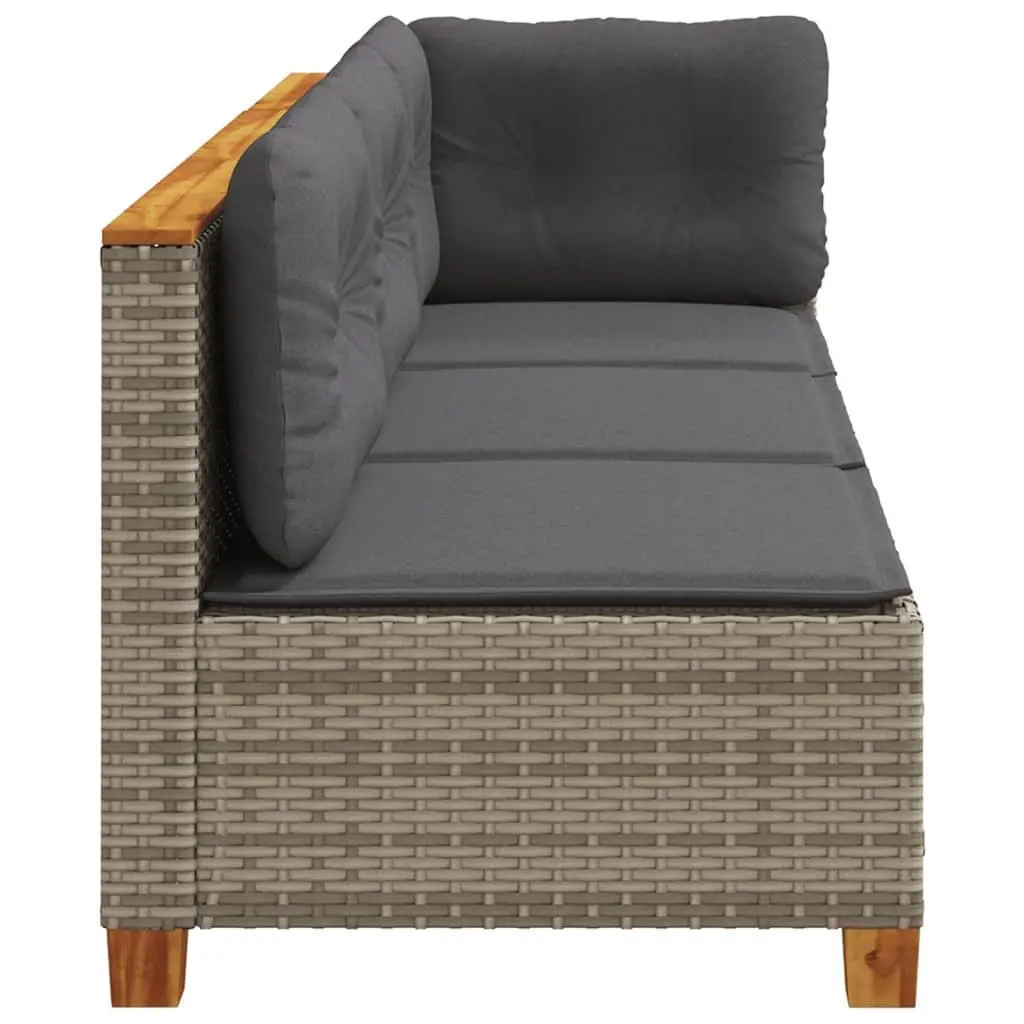 3-Seater Garden Sofa Poly Rattan Grey Outdoor Lounge Furniture