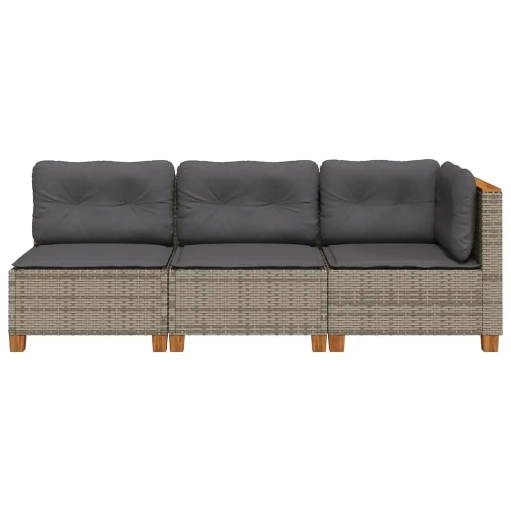 3-Seater Garden Sofa Poly Rattan Grey Outdoor Lounge Furniture