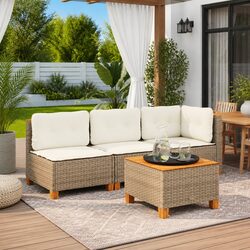 3-Seater Outdoor Garden Sofa with PE Rattan and Cushions