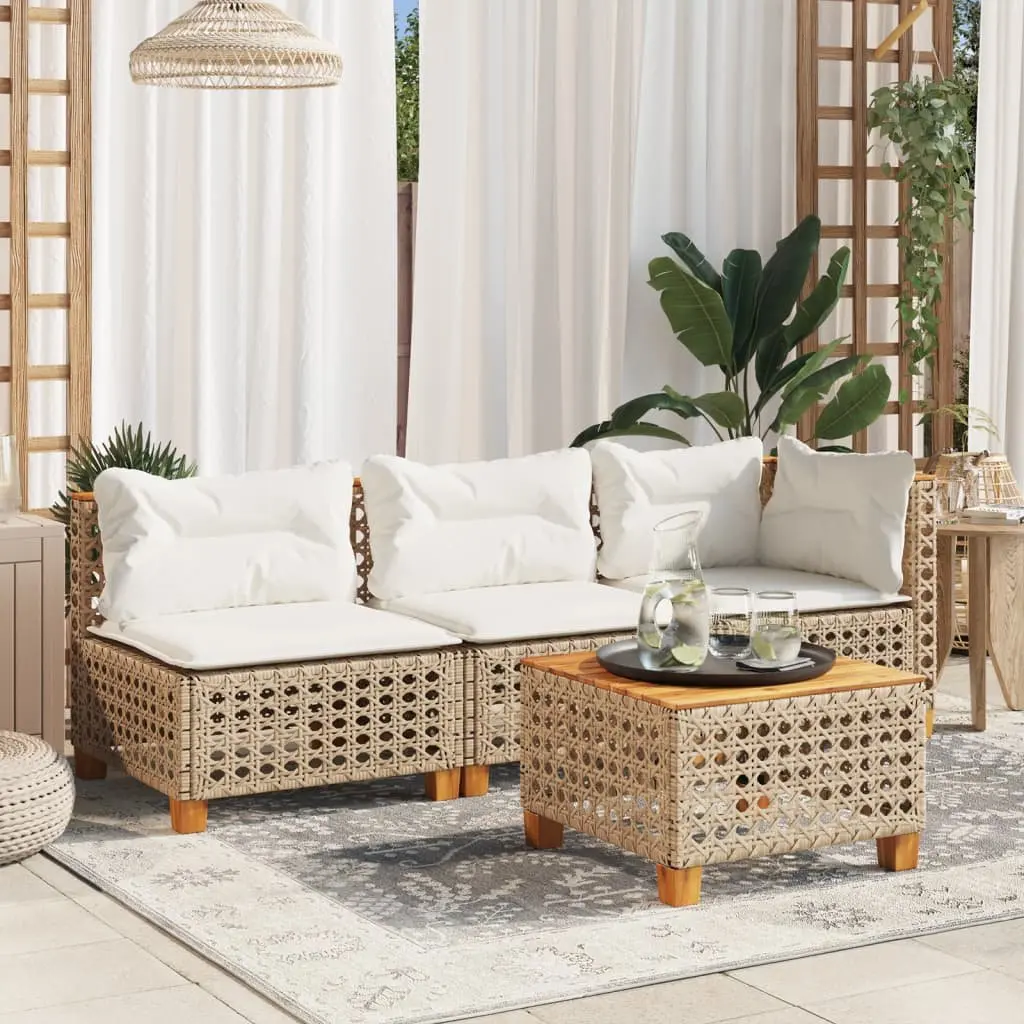 Beige Modular Outdoor Corner Garden Sofa with Cushions