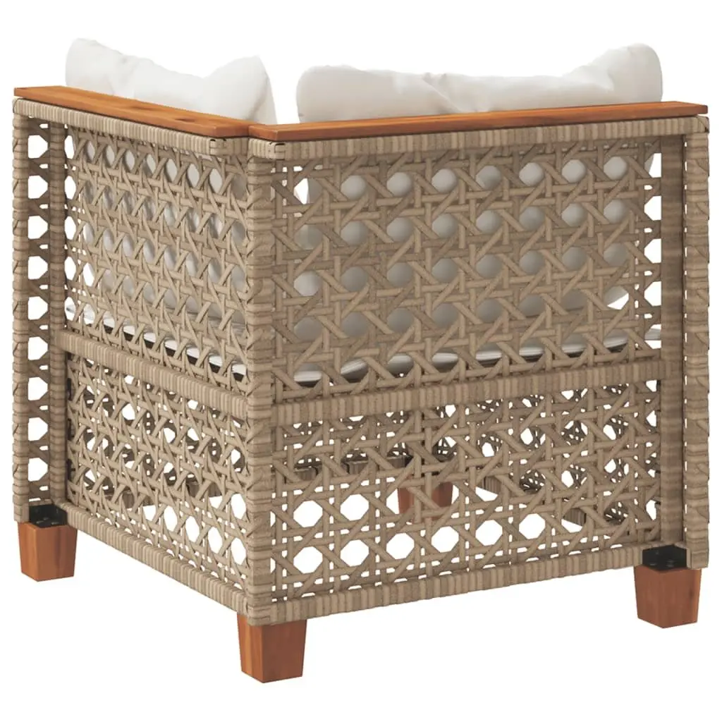 Beige Modular Outdoor Corner Garden Sofa with Cushions