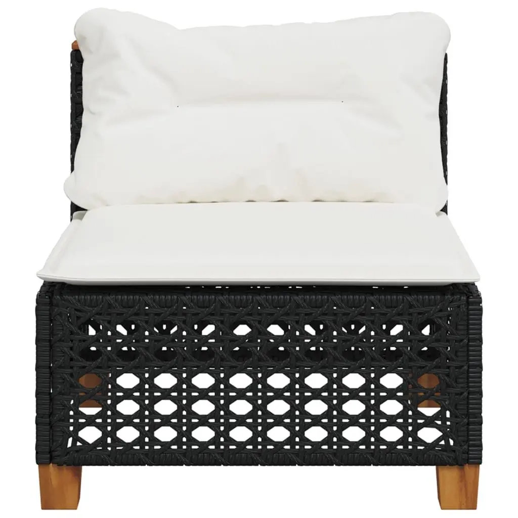 Black Modular Armless Sofa with Cushions for Garden