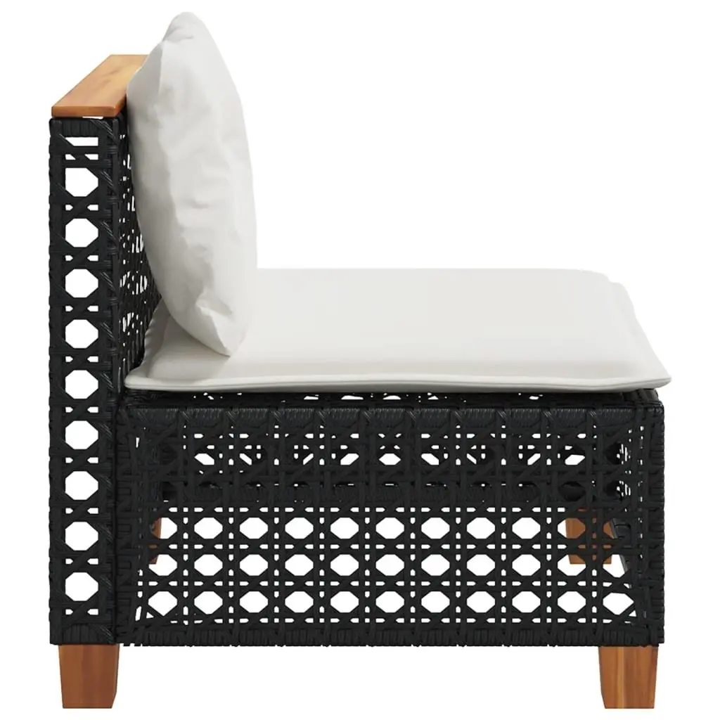 Black Modular Armless Sofa with Cushions for Garden