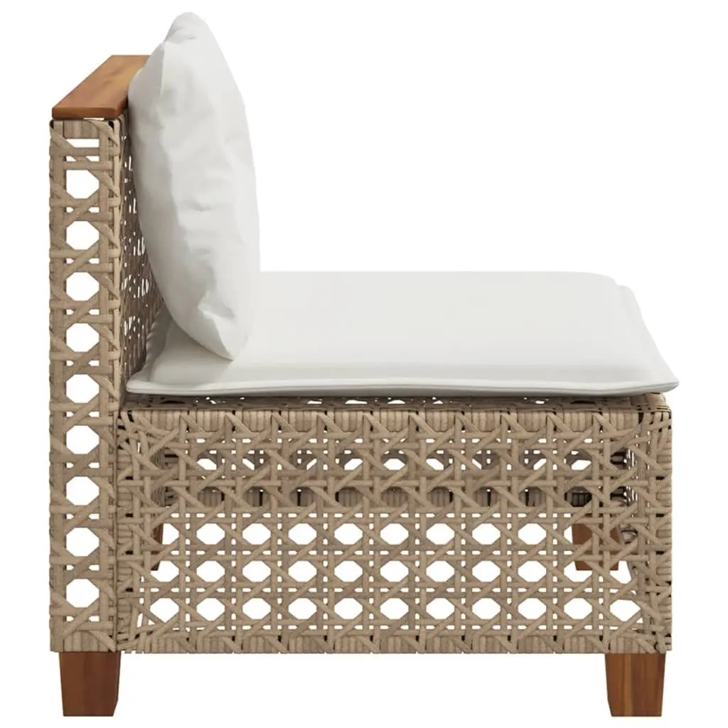 Beige Poly Rattan Armless Outdoor Garden Sofa Lounge