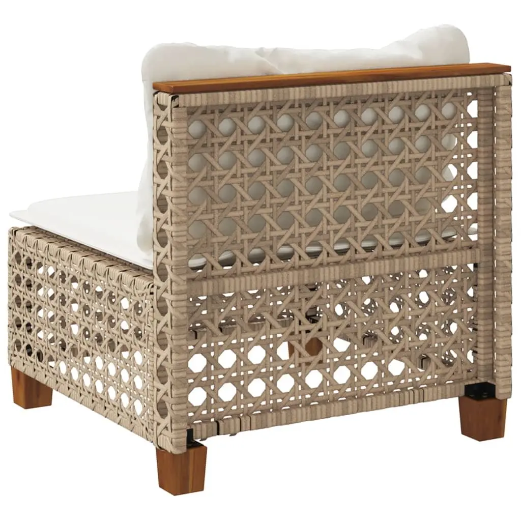 Beige Poly Rattan Armless Outdoor Garden Sofa Lounge