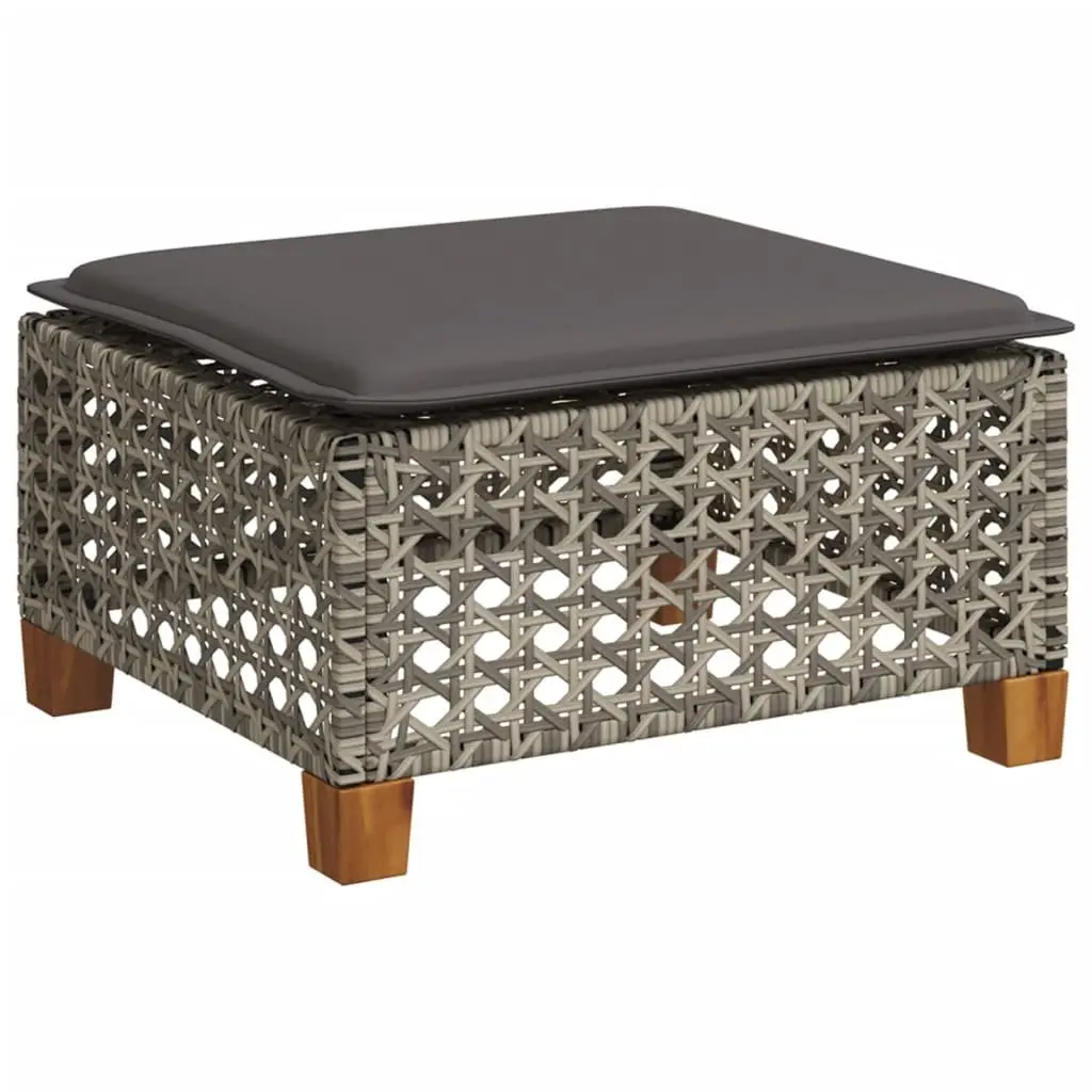 Outdoor Garden Stool Poly Rattan 63.5 x 56 x 32 cm Grey