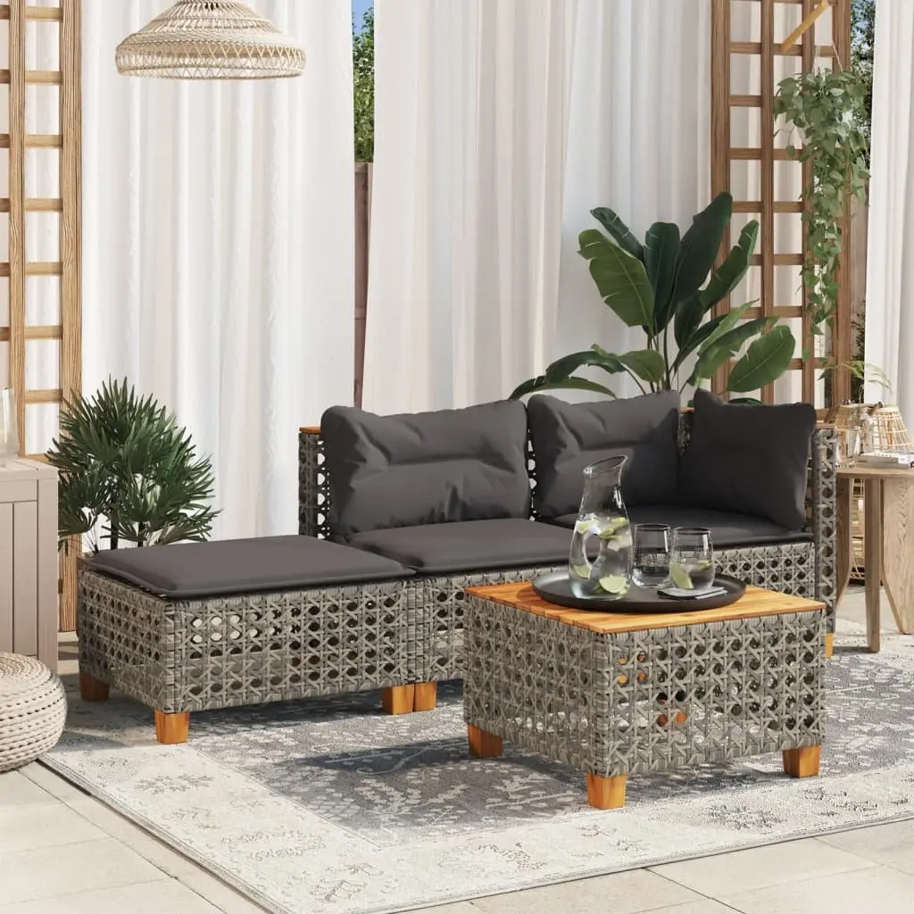 Outdoor Garden Stool Poly Rattan 63.5 x 56 x 32 cm Grey