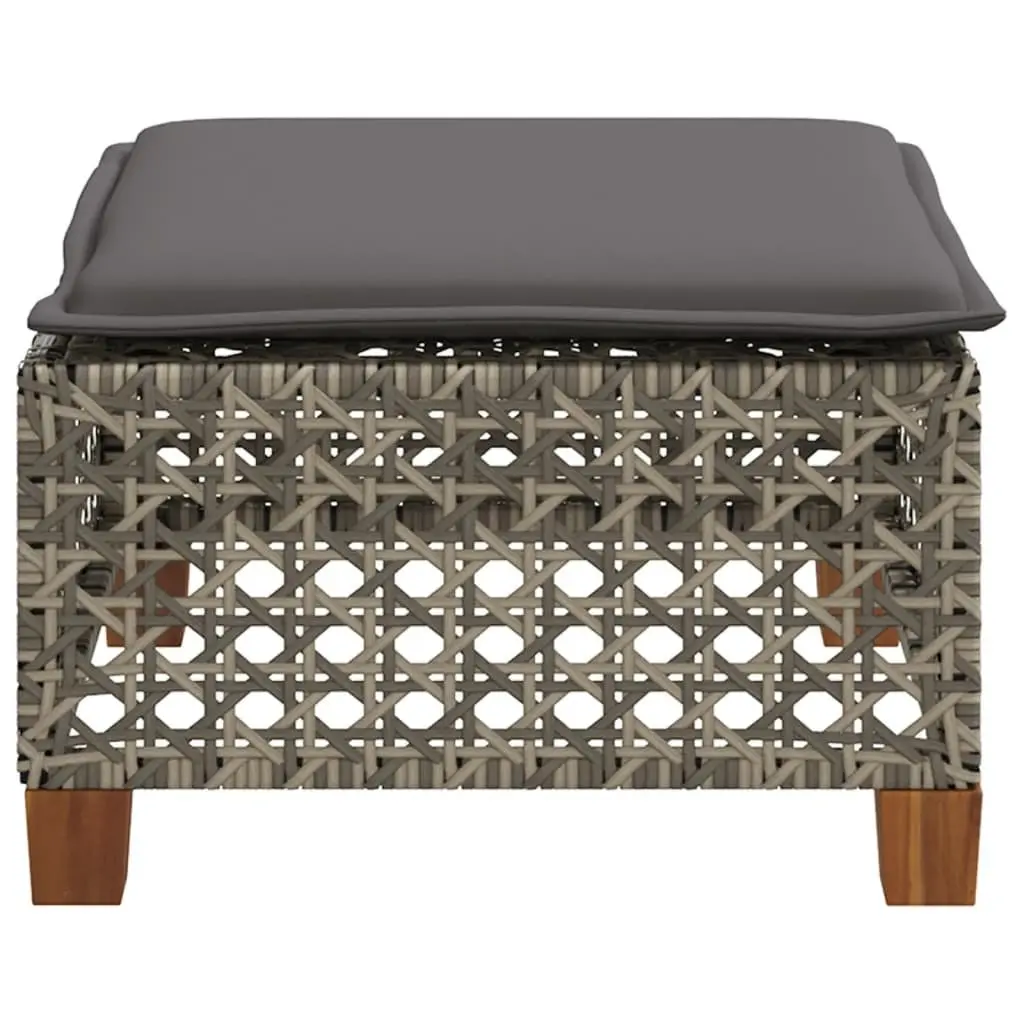 Outdoor Garden Stool Poly Rattan 63.5 x 56 x 32 cm Grey
