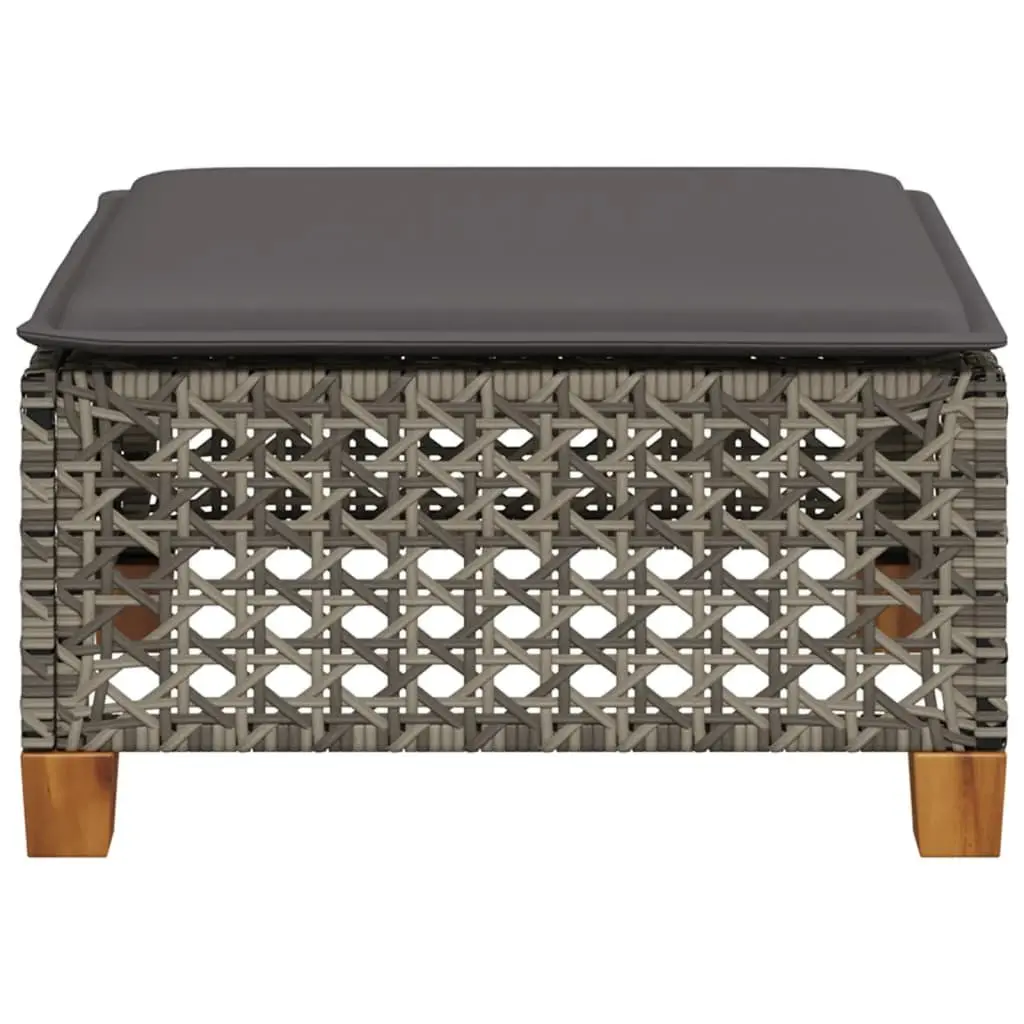 Outdoor Garden Stool Poly Rattan 63.5 x 56 x 32 cm Grey
