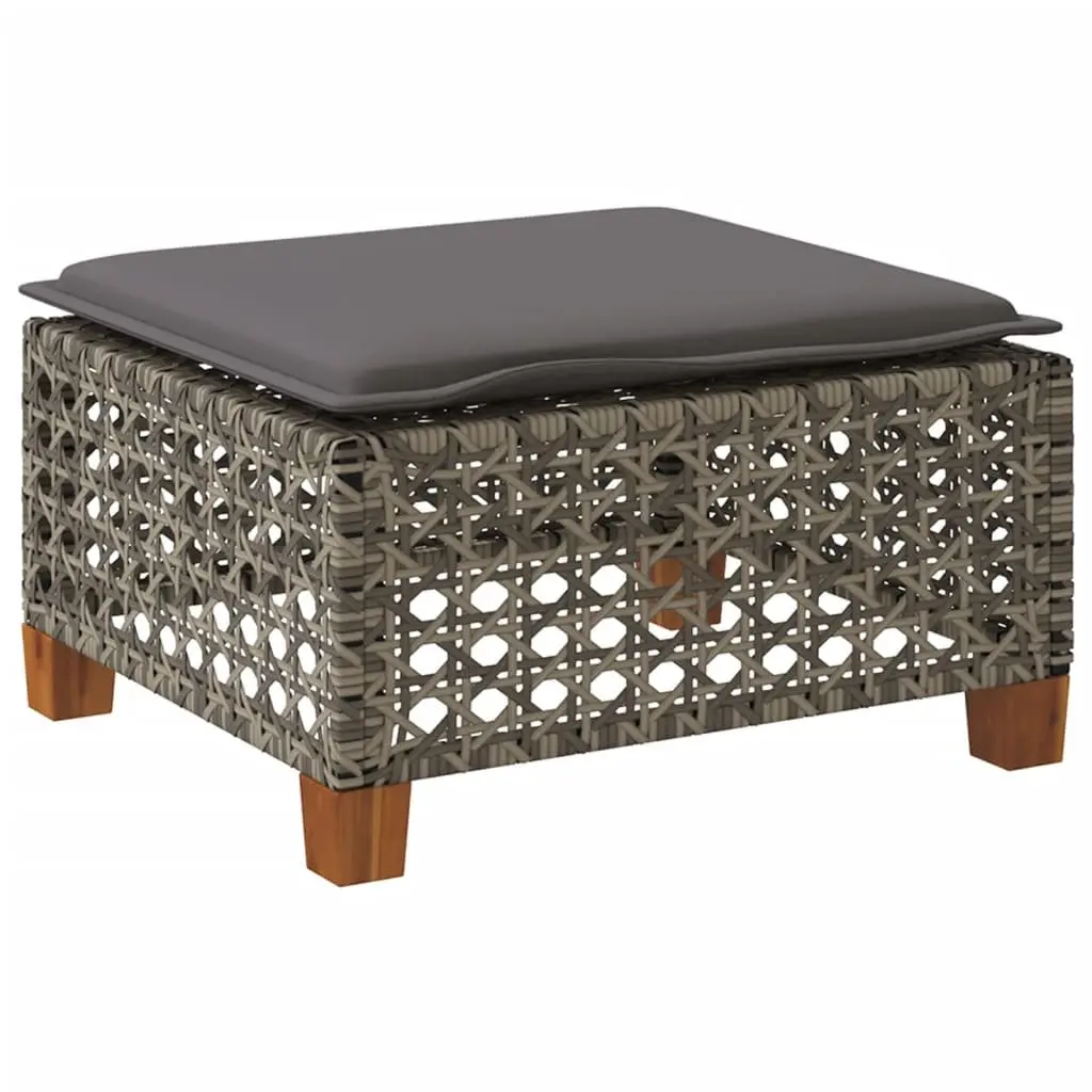 Outdoor Garden Stool Poly Rattan 63.5 x 56 x 32 cm Grey