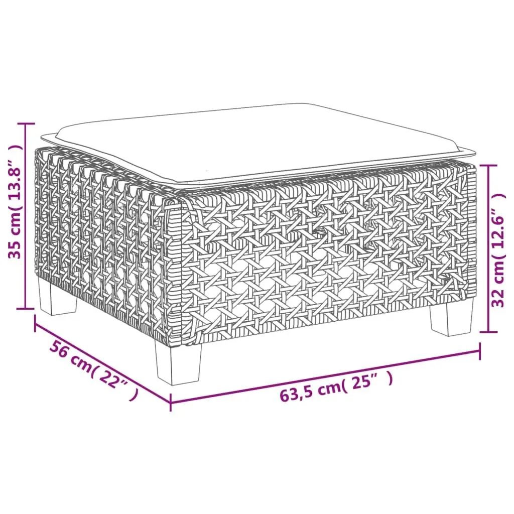 Garden Stool with Beige Cushion and Rattan Frame