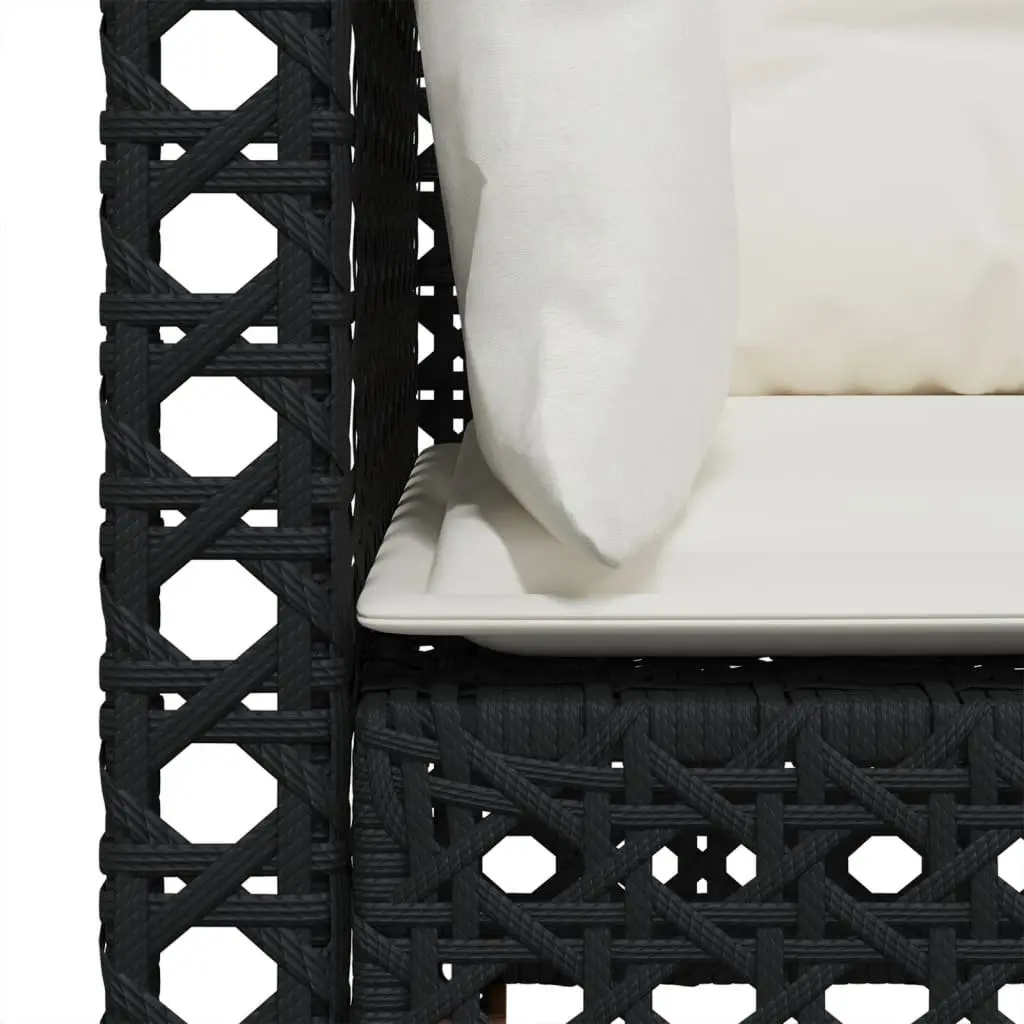 Outdoor Corner Sofa Set 2 pcs with Cushions Black