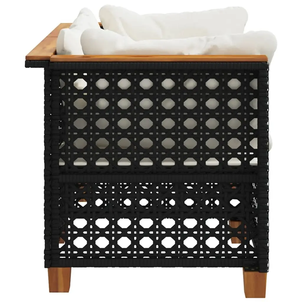 Outdoor Corner Sofa Set 2 pcs with Cushions Black