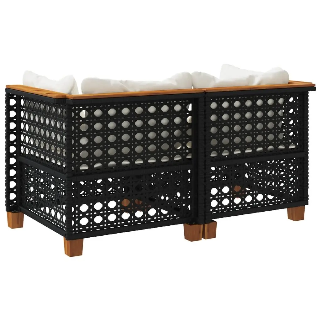Outdoor Corner Sofa Set 2 pcs with Cushions Black