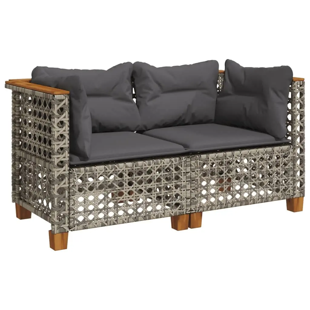 Grey Garden Corner Sofas with Cushions Set
