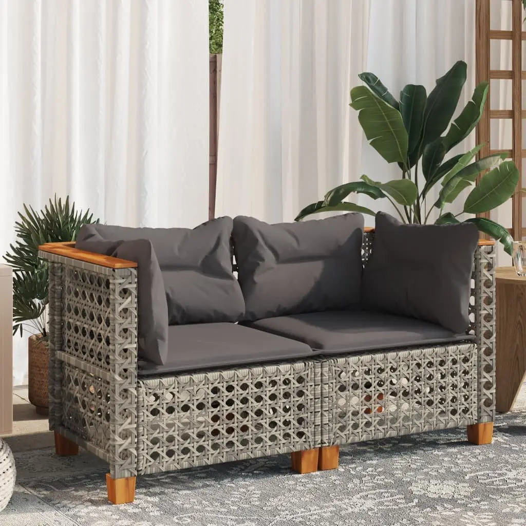 Grey Garden Corner Sofas with Cushions Set