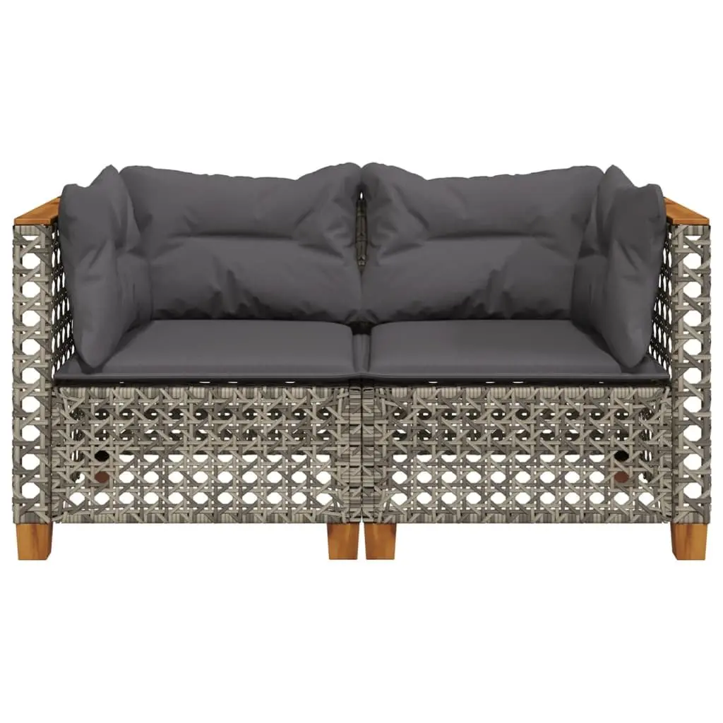Grey Garden Corner Sofas with Cushions Set