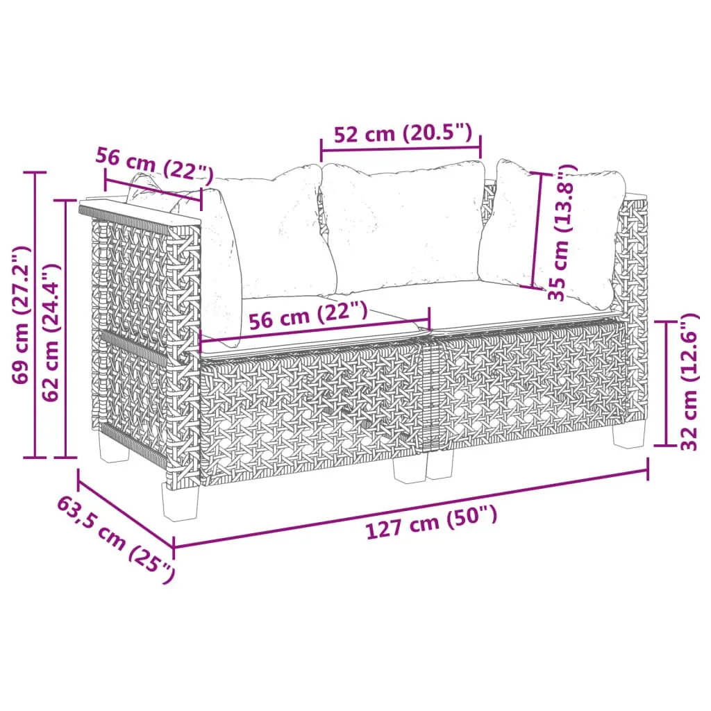 Grey Garden Corner Sofas with Cushions Set