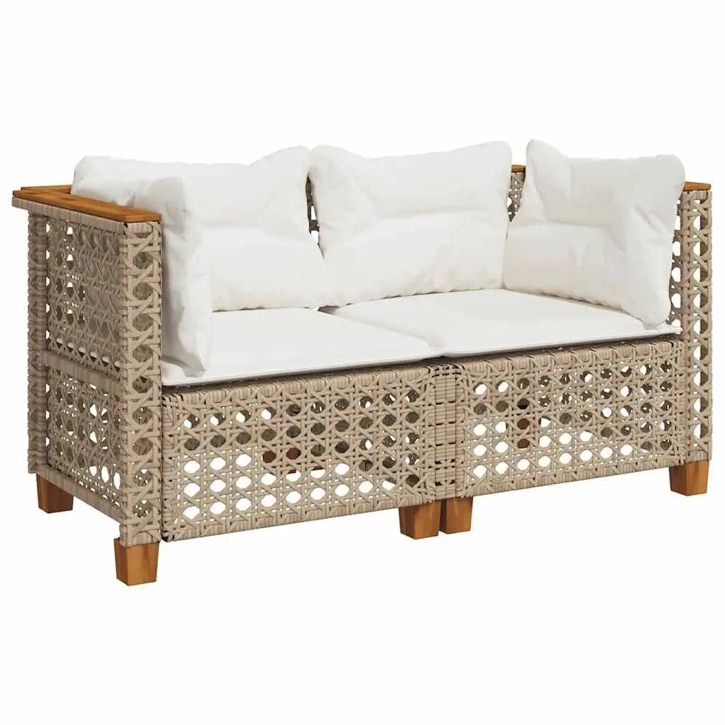 Outdoor Corner Sofa Set 2pcs with Beige Cushions