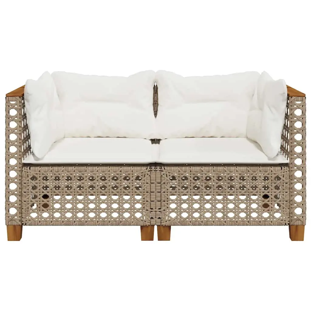 Outdoor Corner Sofa Set 2pcs with Beige Cushions