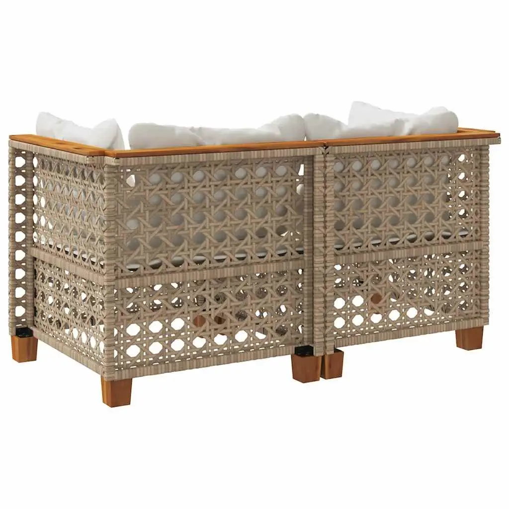 Outdoor Corner Sofa Set 2pcs with Beige Cushions